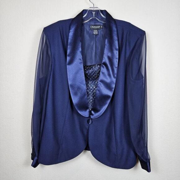 Designer Formal Jacket Blazer Top Crimson Lawrence Kurtz Beaded Wedding Size 22W - Picture 11 of 11